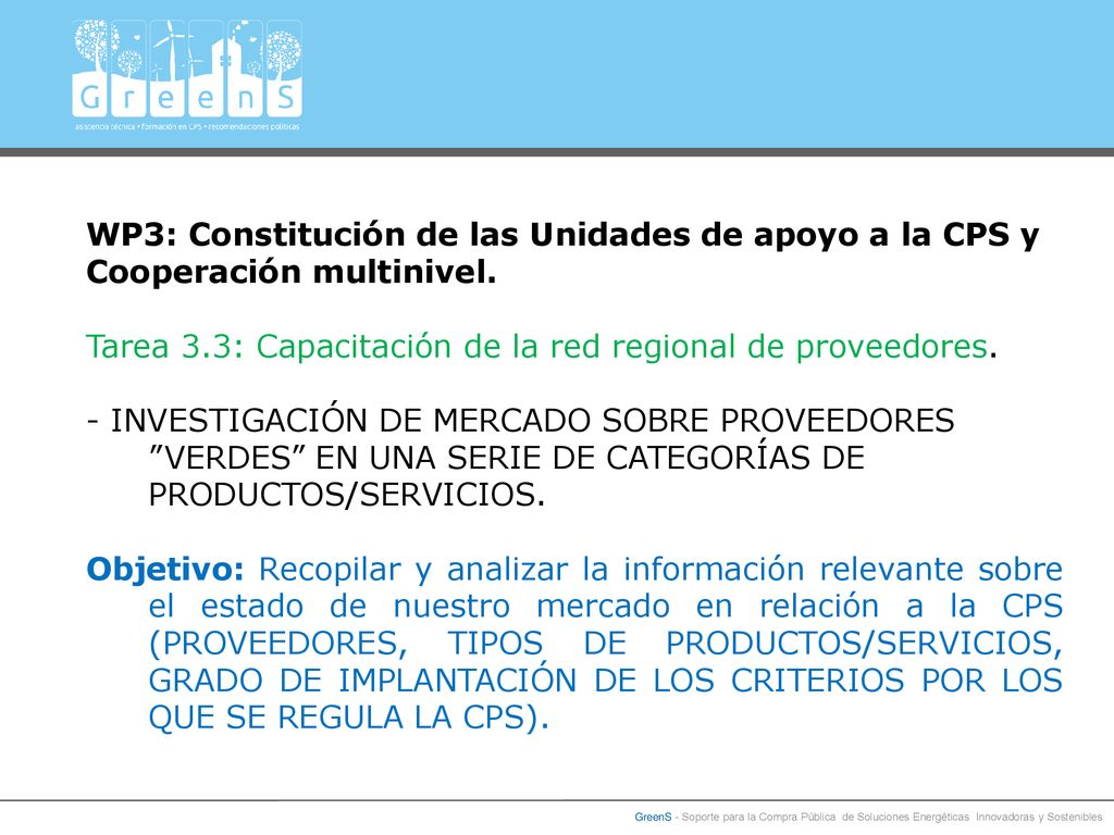 Tarea 3.3: Capacitación de la red regional de proveedores.