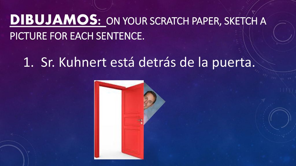 Dibujamos: On your scratch paper, sketch a picture for each sentence.