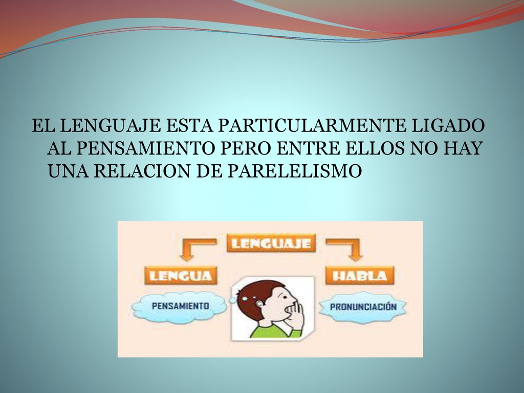EL LENGUAJE ESTA PARTICULARMENTE LIGADO AL PENSAMIENTO PERO ENTRE ELLOS NO HAY UNA RELACION DE PARELELISMO