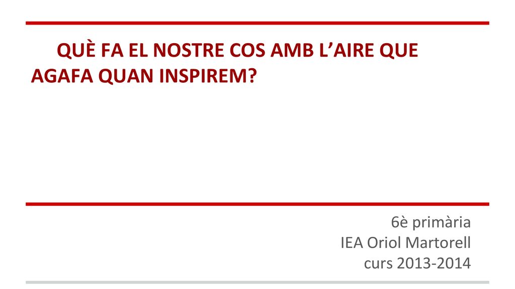 QUÈ FA EL NOSTRE COS AMB L’AIRE QUE AGAFA QUAN INSPIREM