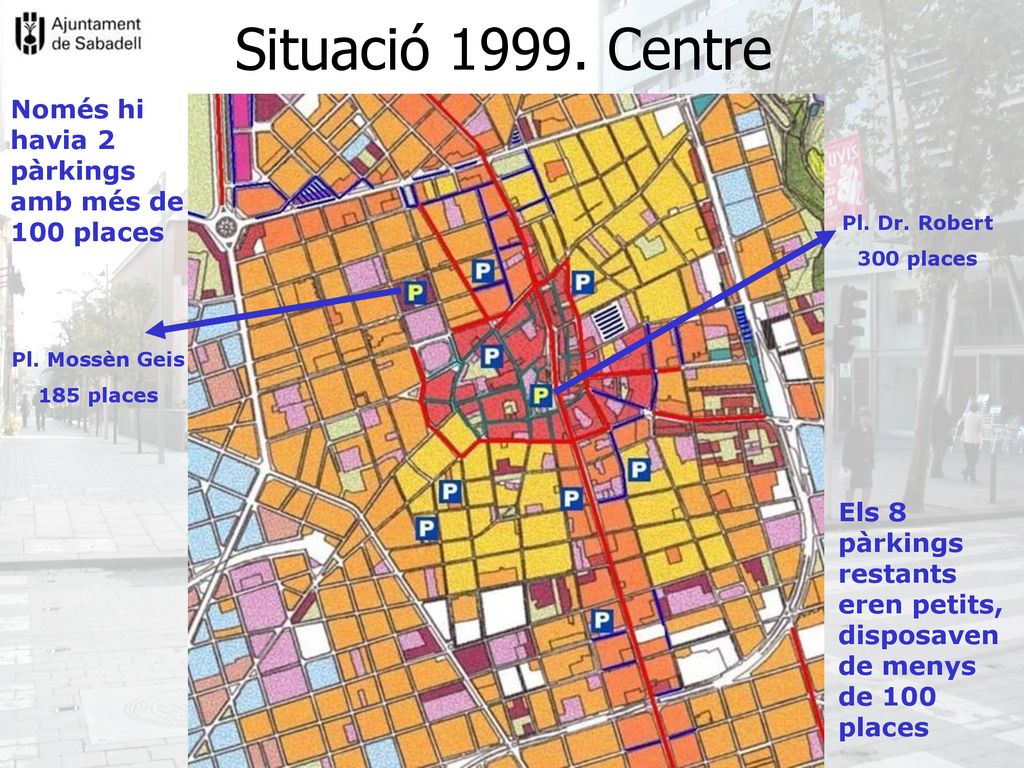 Situació Centre Només hi havia 2 pàrkings amb més de 100 places