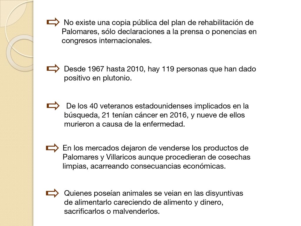 No existe una copia pública del plan de rehabilitación de Palomares, sólo declaraciones a la prensa o ponencias en congresos internacionales.