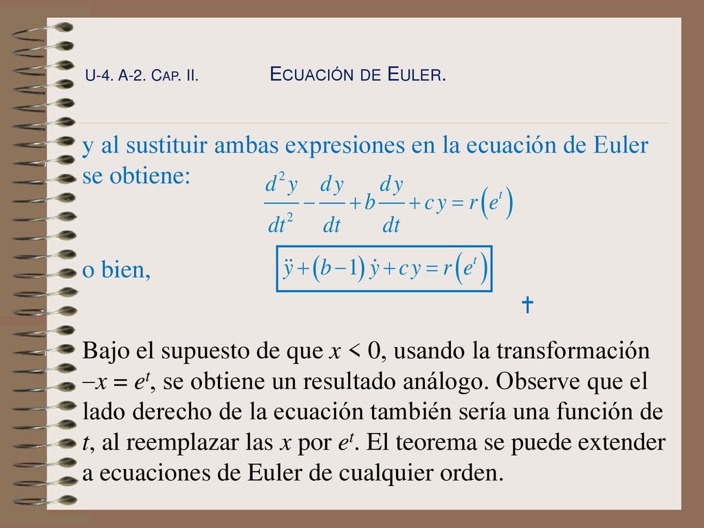 y al sustituir ambas expresiones en la ecuación de Euler se obtiene:
