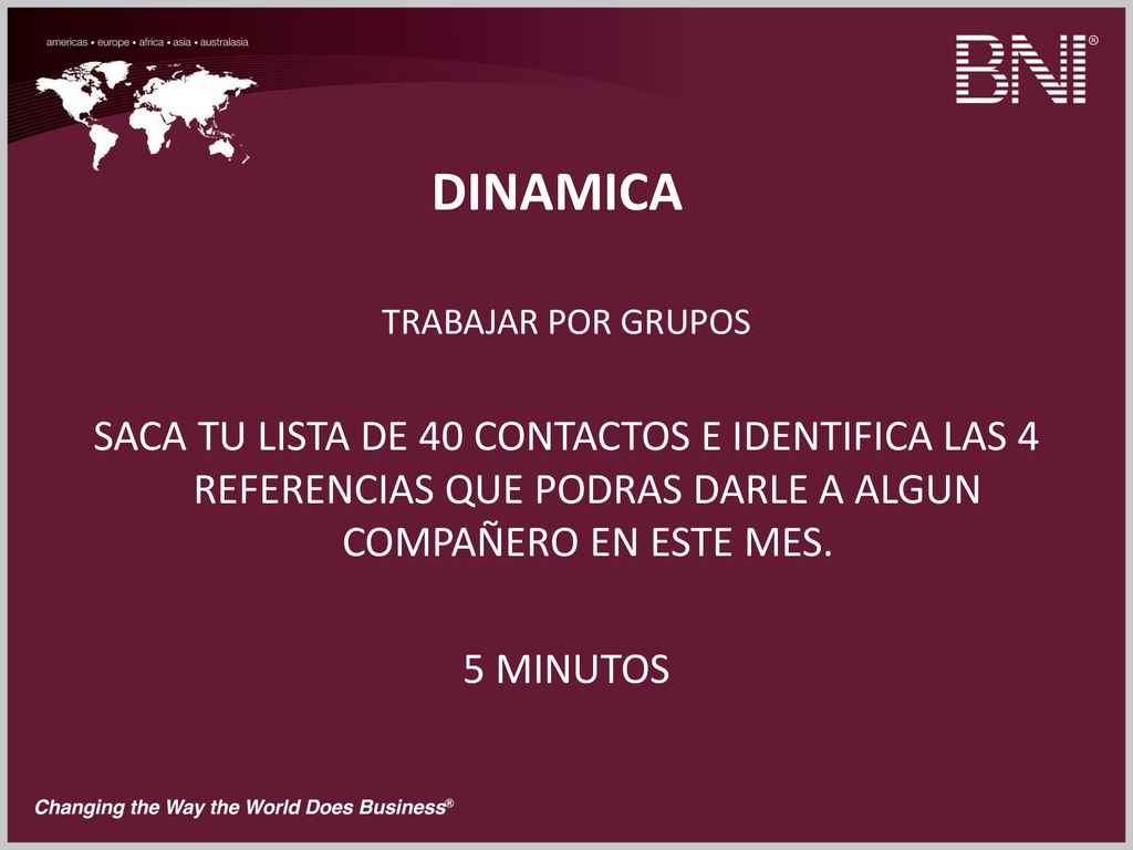 DINAMICA TRABAJAR POR GRUPOS. SACA TU LISTA DE 40 CONTACTOS E IDENTIFICA LAS 4 REFERENCIAS QUE PODRAS DARLE A ALGUN COMPAÑERO EN ESTE MES.