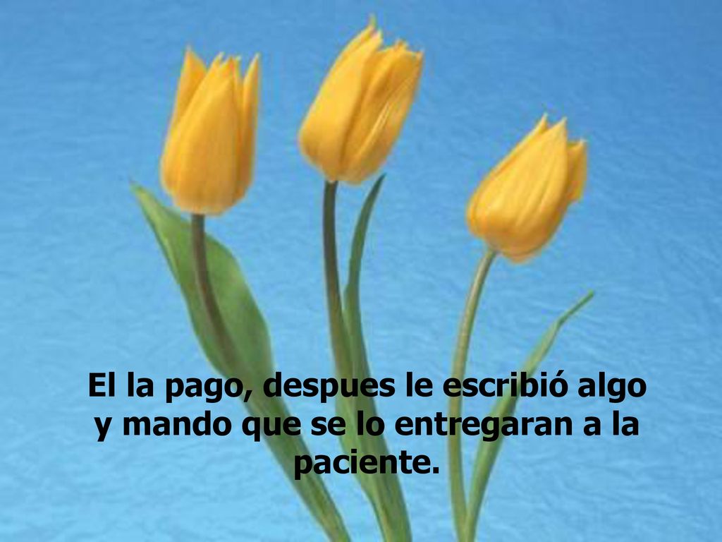 El la pago, despues le escribió algo y mando que se lo entregaran a la paciente.
