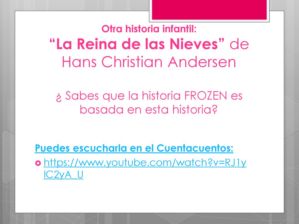 Otra historia infantil: La Reina de las Nieves de Hans Christian Andersen ¿ Sabes que la historia FROZEN es basada en esta historia