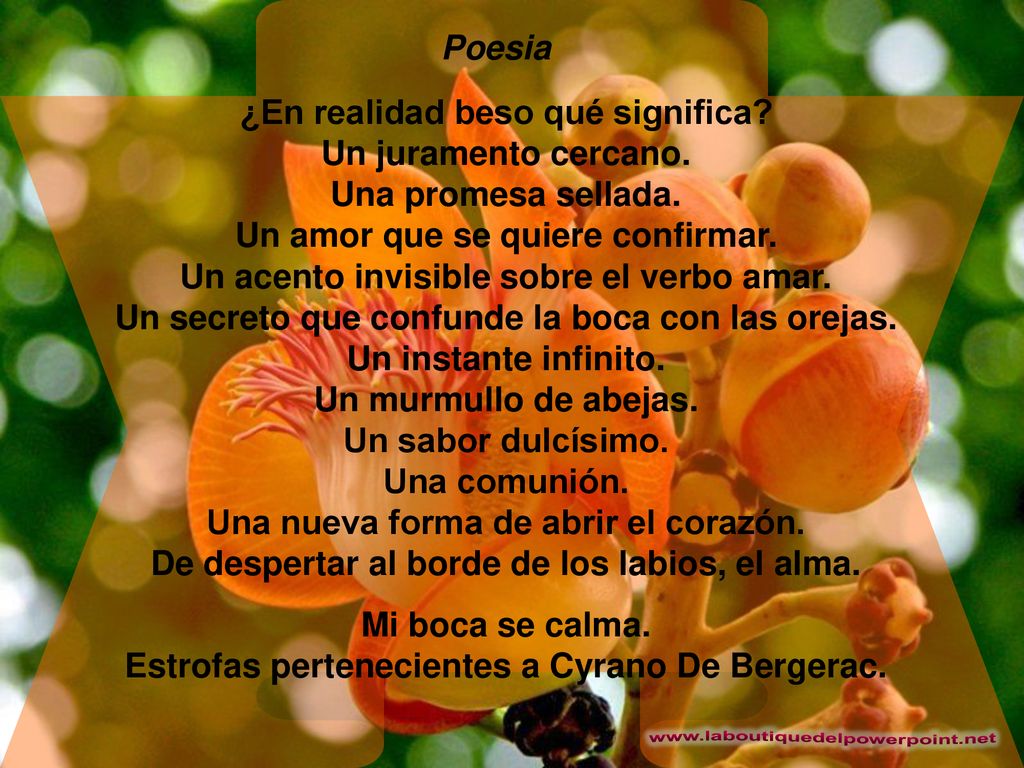 Mi boca se calma. Estrofas pertenecientes a Cyrano De Bergerac.