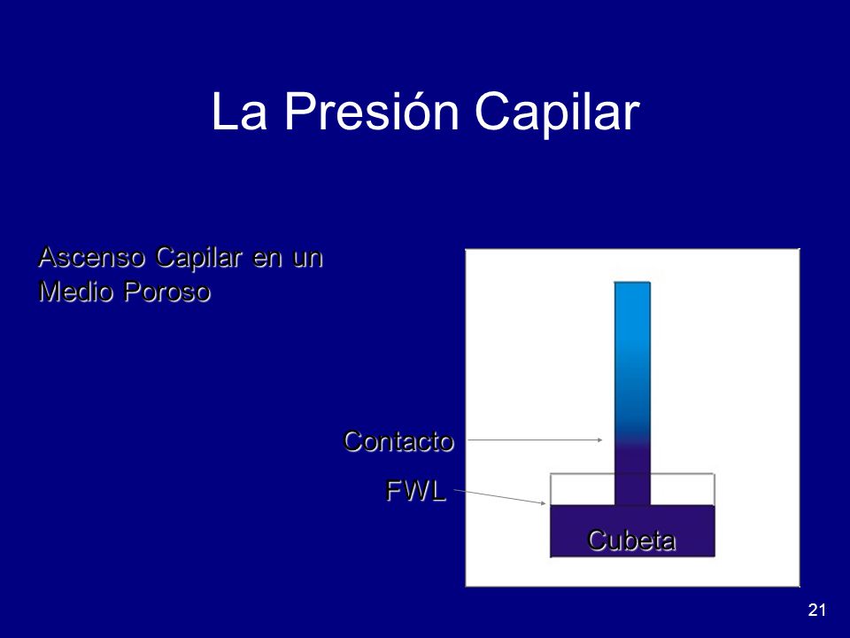 La Presión Capilar Ascenso Capilar en un Medio Poroso Contacto FWL