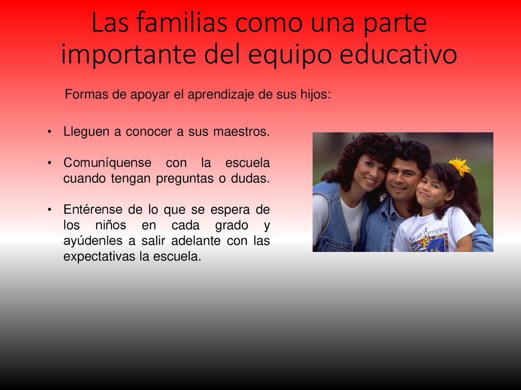 Las familias como una parte importante del equipo educativo