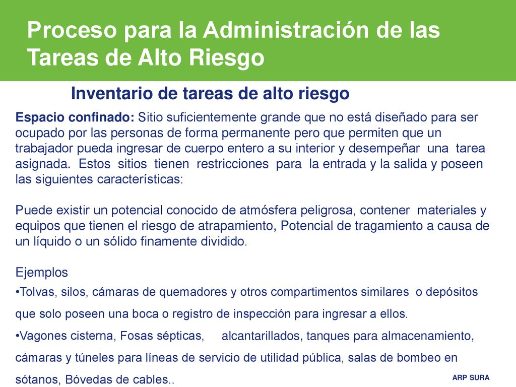 Proceso para la Administración de las Tareas de Alto Riesgo