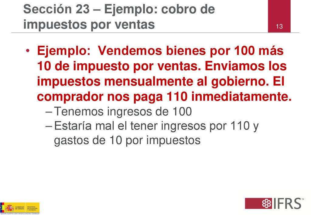 Sección 23 – Ejemplo: cobro de impuestos por ventas