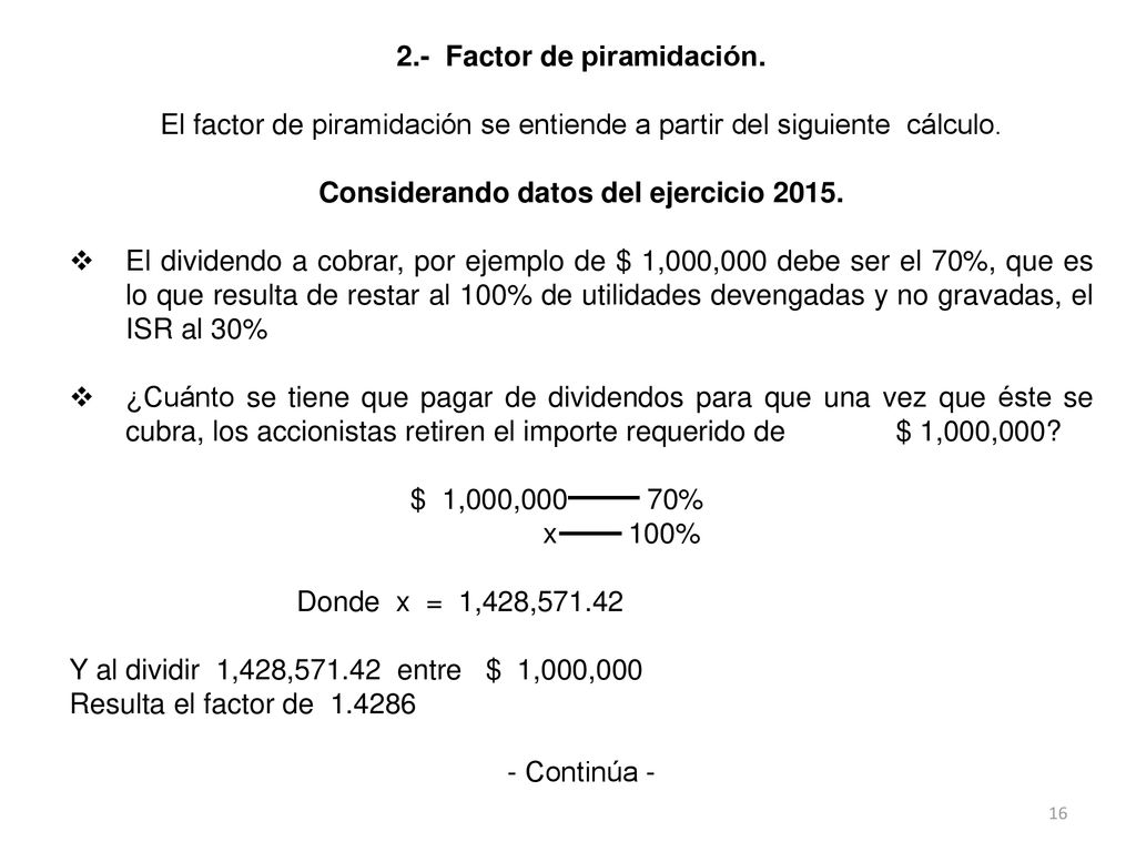 2.- Factor de piramidación. Considerando datos del ejercicio 2015.