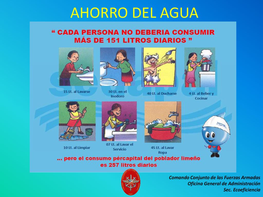 AHORRO DEL AGUA Comando Conjunto de las Fuerzas Armadas Oficina General de Administración Sec.