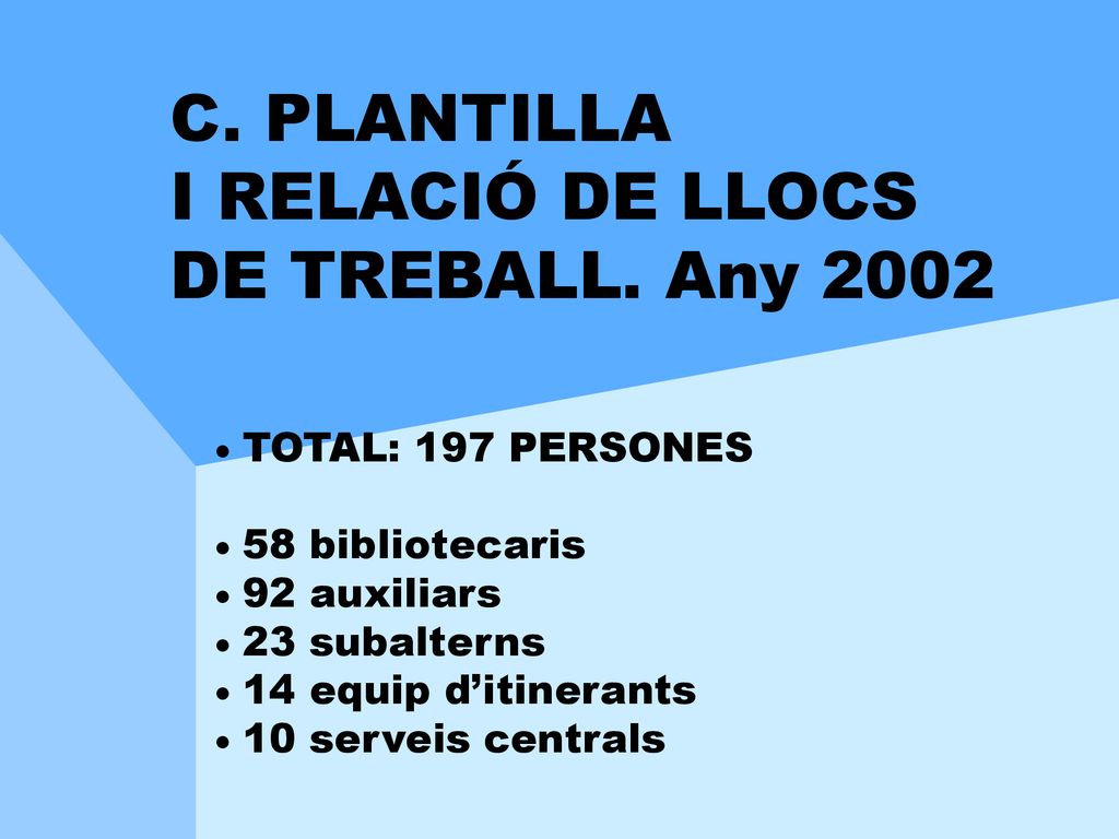 C. PLANTILLA I RELACIÓ DE LLOCS DE TREBALL. Any 2002