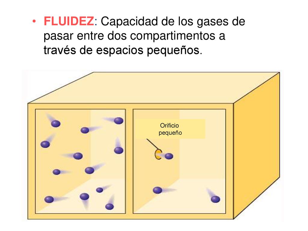 FLUIDEZ: Capacidad de los gases de pasar entre dos compartimentos a través de espacios pequeños.