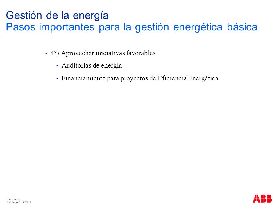 Gestión de la energía Pasos importantes para la gestión energética básica