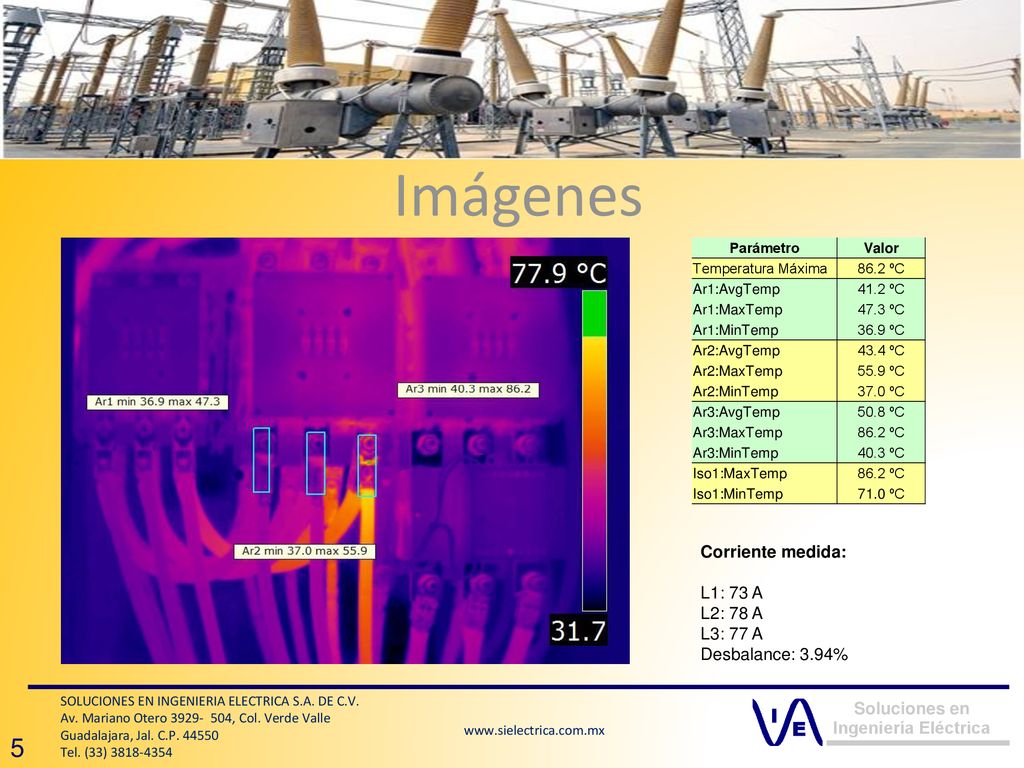 Imágenes 5 Corriente medida: L1: 73 A L2: 78 A L3: 77 A