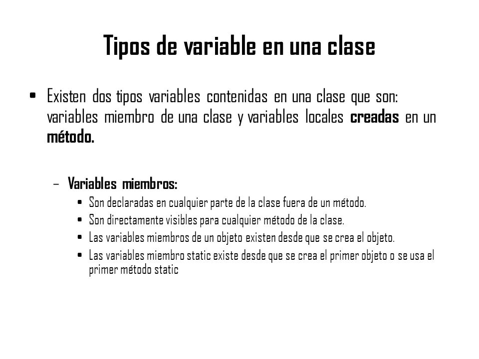 Tipos de variable en una clase