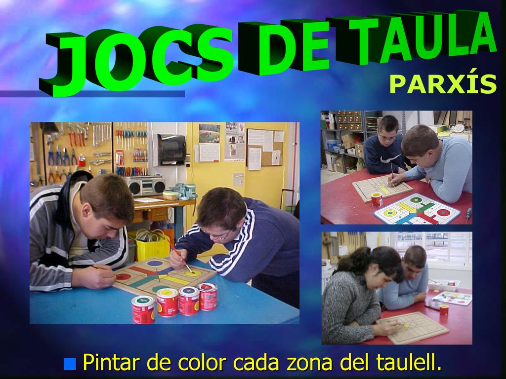 Pintar de color cada zona del taulell.