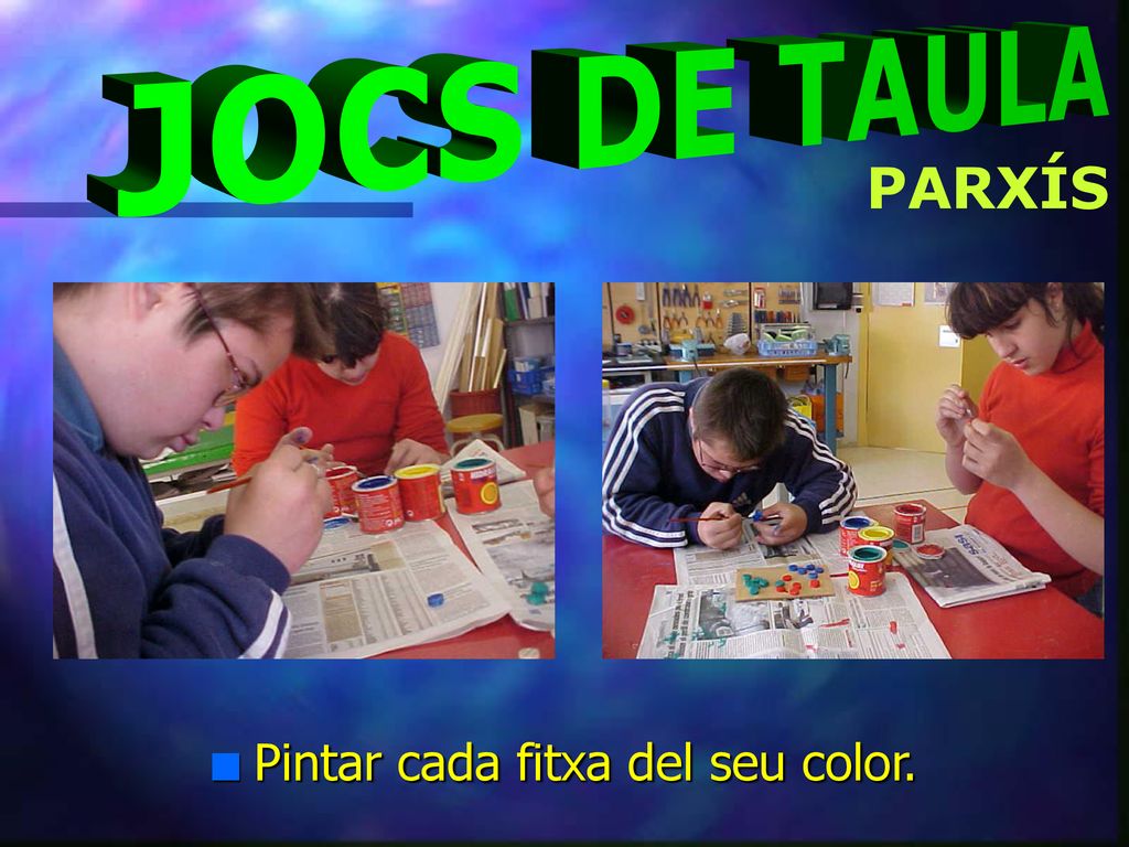 Pintar cada fitxa del seu color.