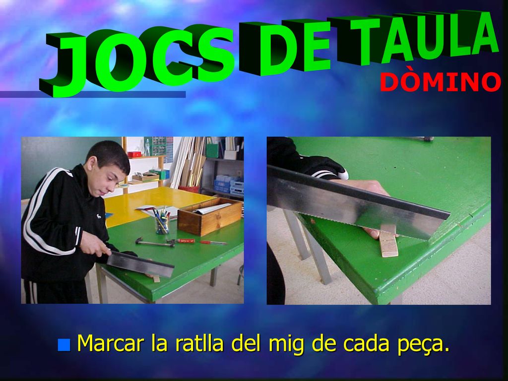 Marcar la ratlla del mig de cada peça.