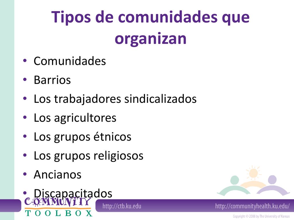 Tipos de comunidades que organizan