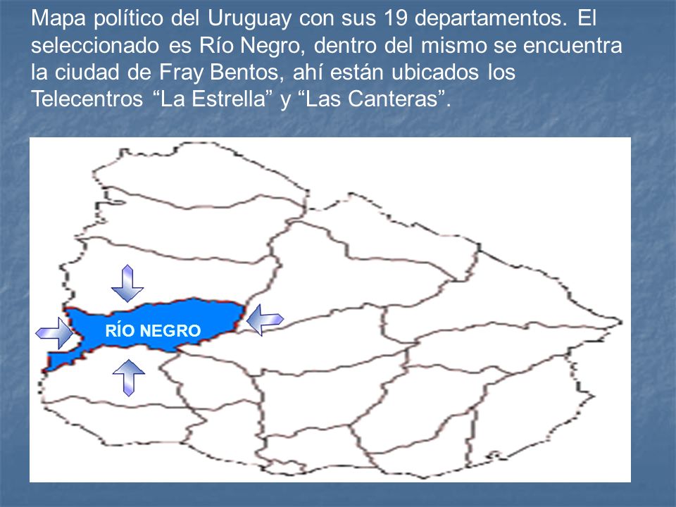Mapa político del Uruguay con sus 19 departamentos