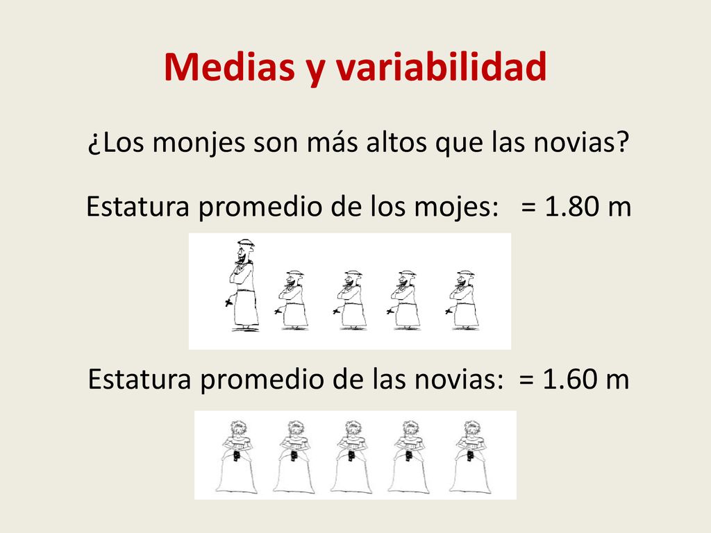 Medias y variabilidad ¿Los monjes son más altos que las novias