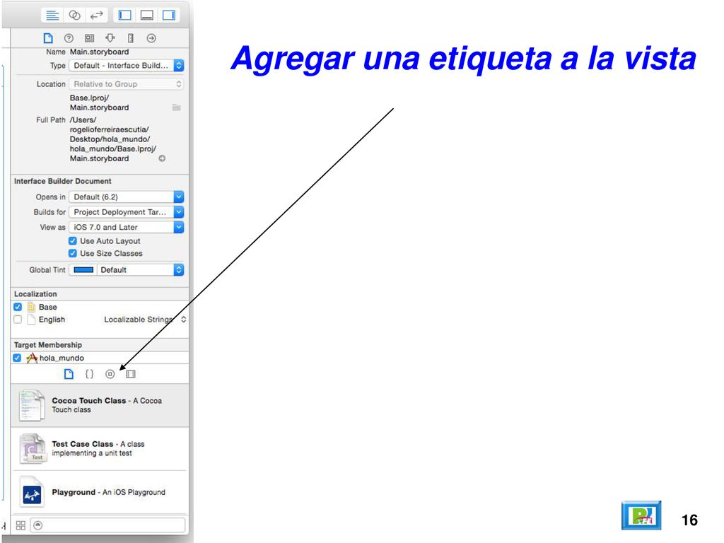 Agregar una etiqueta a la vista