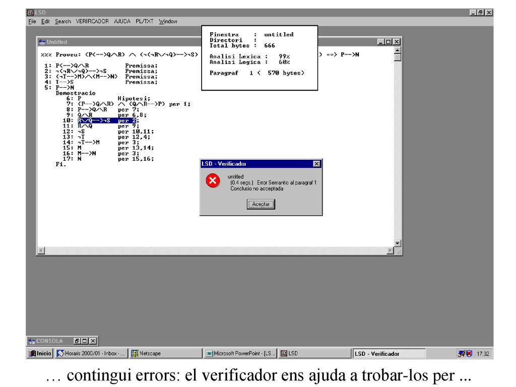 … contingui errors: el verificador ens ajuda a trobar-los per ...
