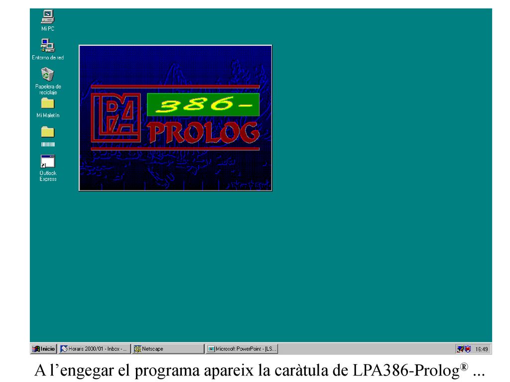 A l’engegar el programa apareix la caràtula de LPA386-Prolog® ...