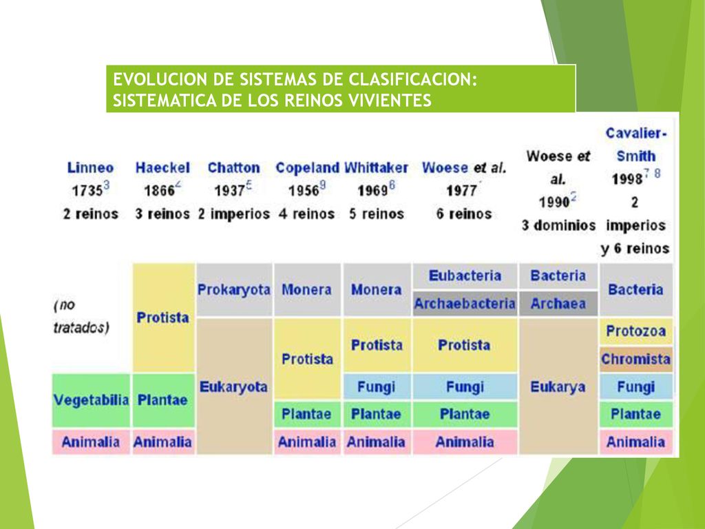 EVOLUCION DE SISTEMAS DE CLASIFICACION: SISTEMATICA DE LOS REINOS VIVIENTES