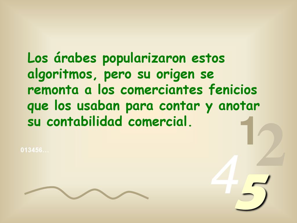 Los árabes popularizaron estos algoritmos, pero su origen se remonta a los comerciantes fenicios que los usaban para contar y anotar su contabilidad comercial.