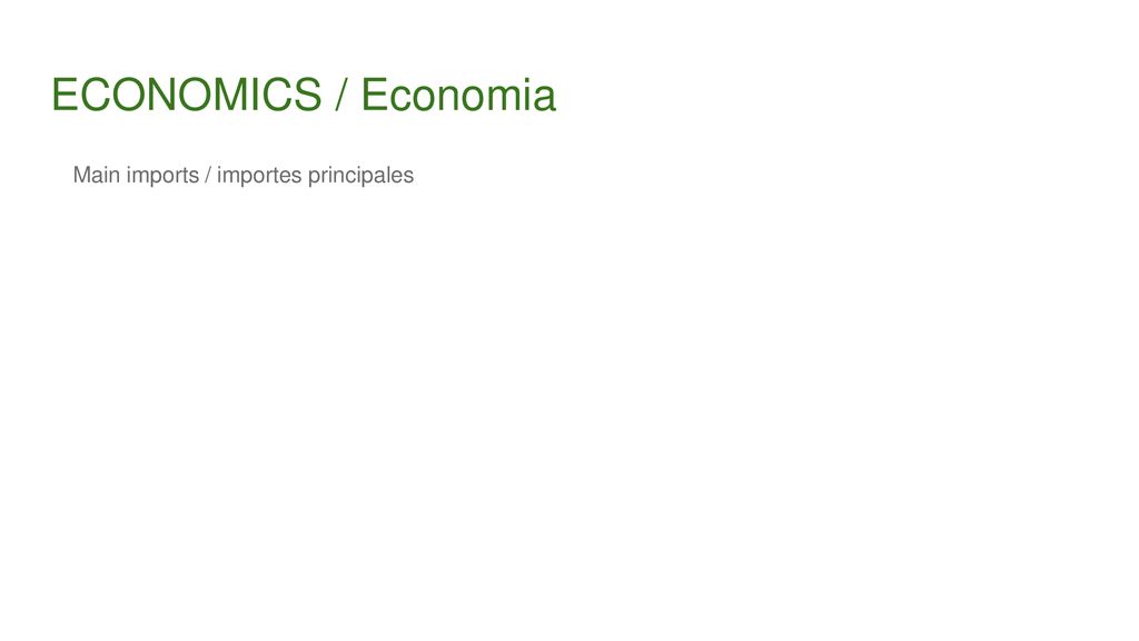 ECONOMICS / Economia Main imports / importes principales