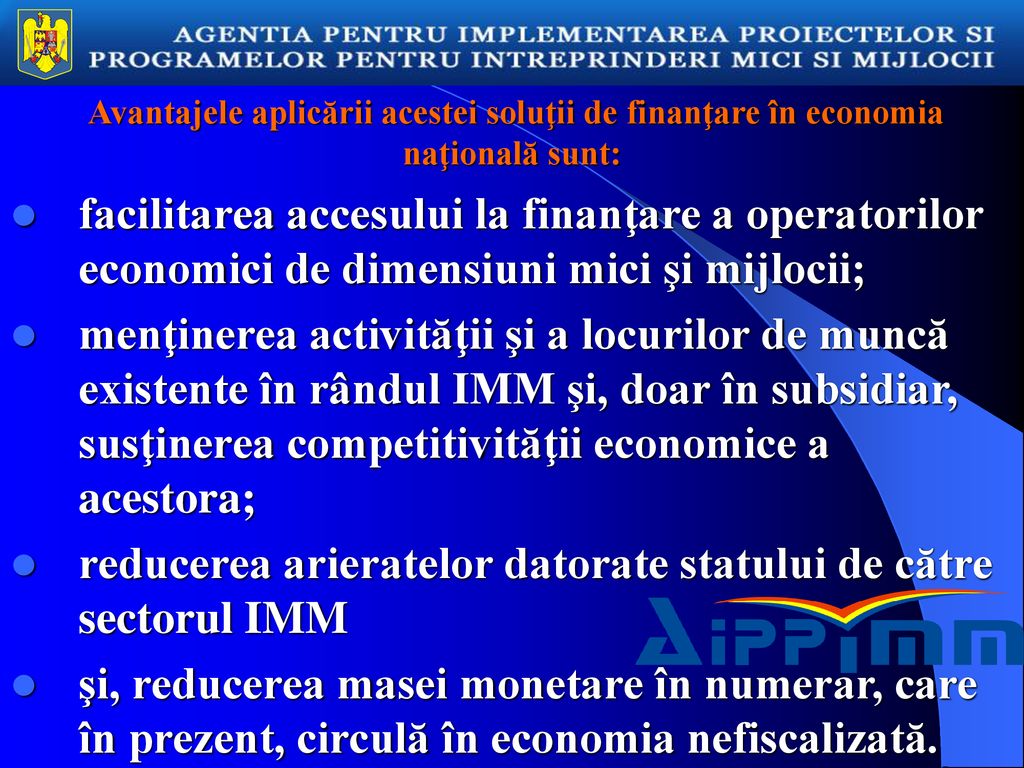 reducerea arieratelor datorate statului de către sectorul IMM