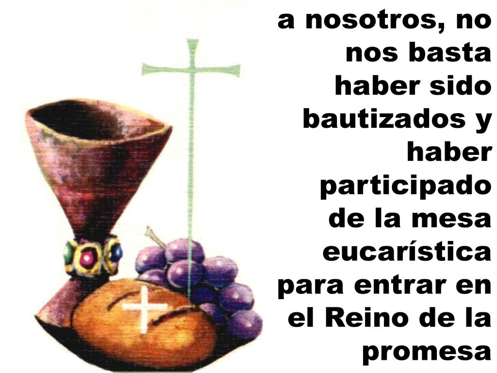 a nosotros, no nos basta haber sido bautizados y haber participado de la mesa eucarística para entrar en el Reino de la promesa