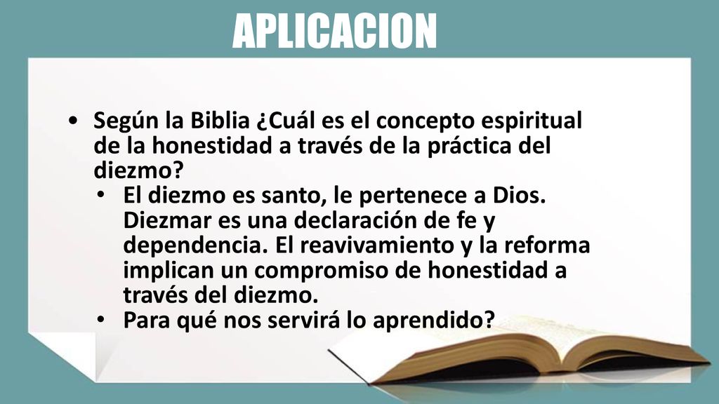 APLICACION Según la Biblia ¿Cuál es el concepto espiritual de la honestidad a través de la práctica del diezmo