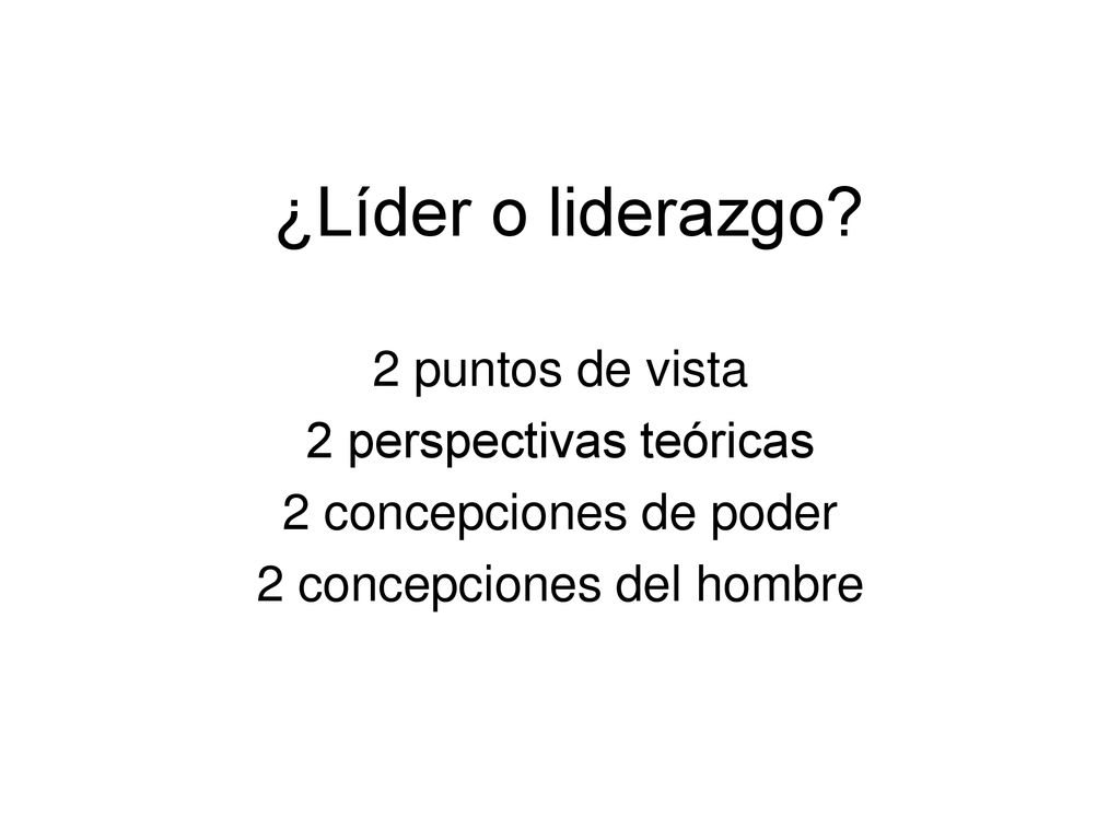 ¿Líder o liderazgo 2 puntos de vista 2 perspectivas teóricas