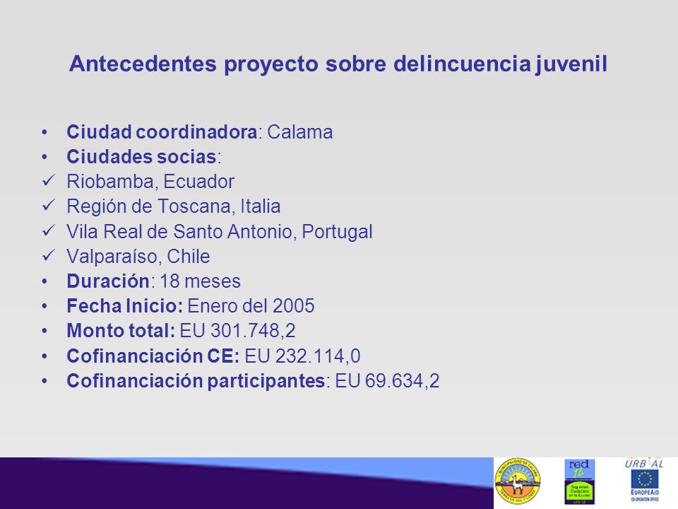 Antecedentes proyecto sobre delincuencia juvenil