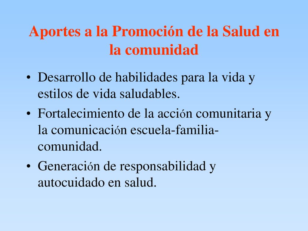 Aportes a la Promoción de la Salud en la comunidad