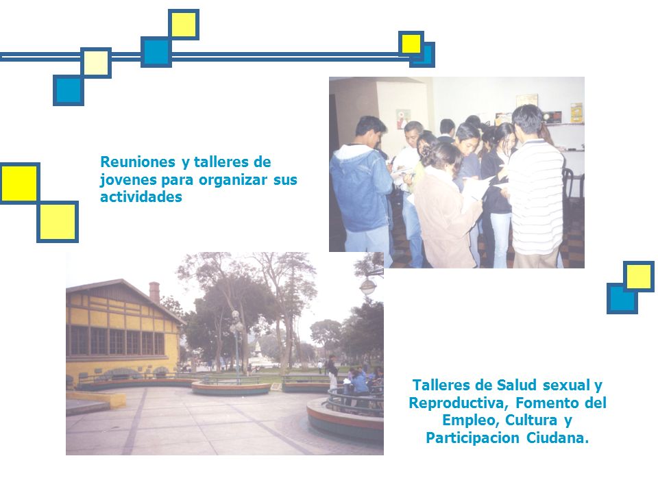 Reuniones y talleres de jovenes para organizar sus actividades