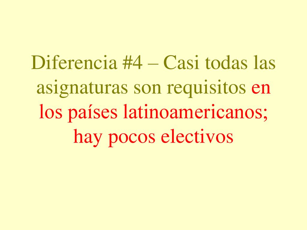 Diferencia #4 – Casi todas las asignaturas son requisitos en los países latinoamericanos; hay pocos electivos