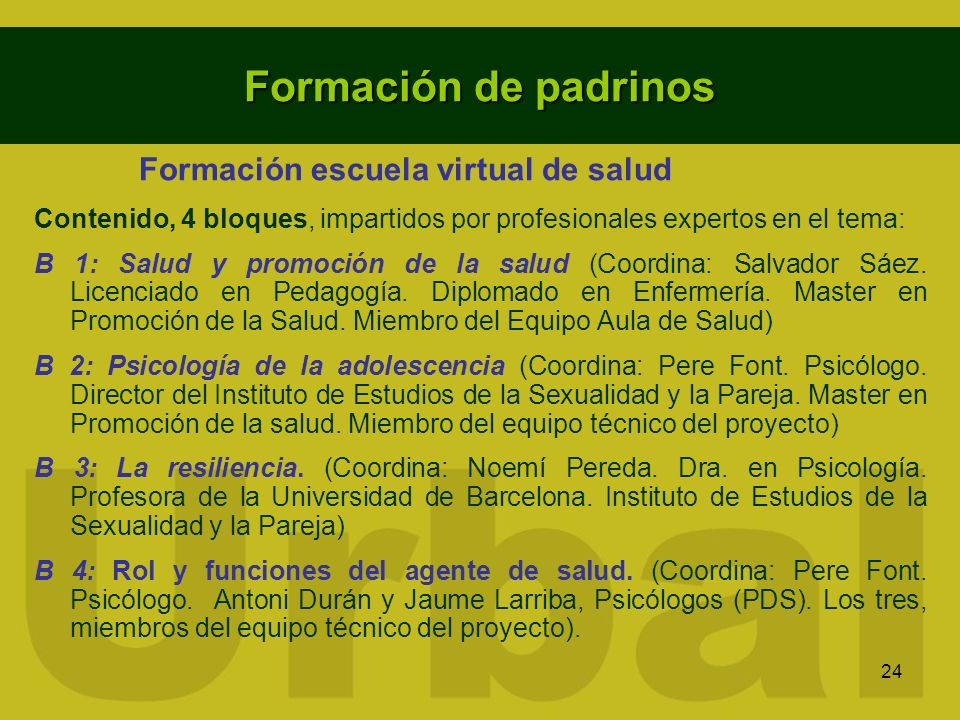 Formación de padrinos Formación escuela virtual de salud
