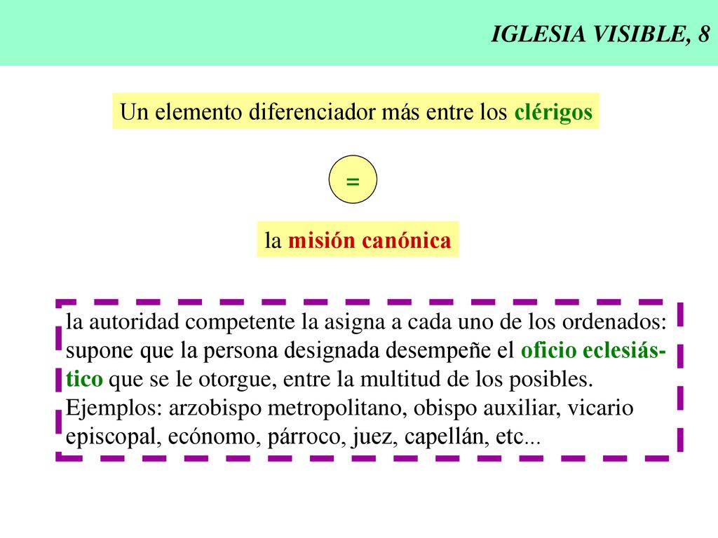 IGLESIA VISIBLE, 8 Un elemento diferenciador más entre los clérigos. = la misión canónica.