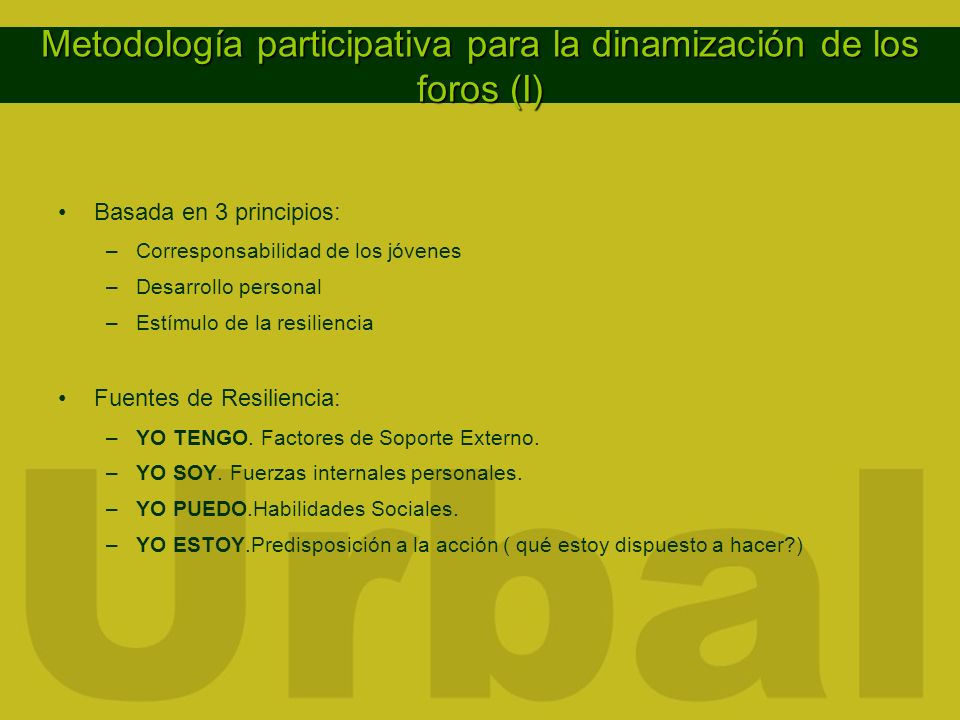 Metodología participativa para la dinamización de los foros (I)
