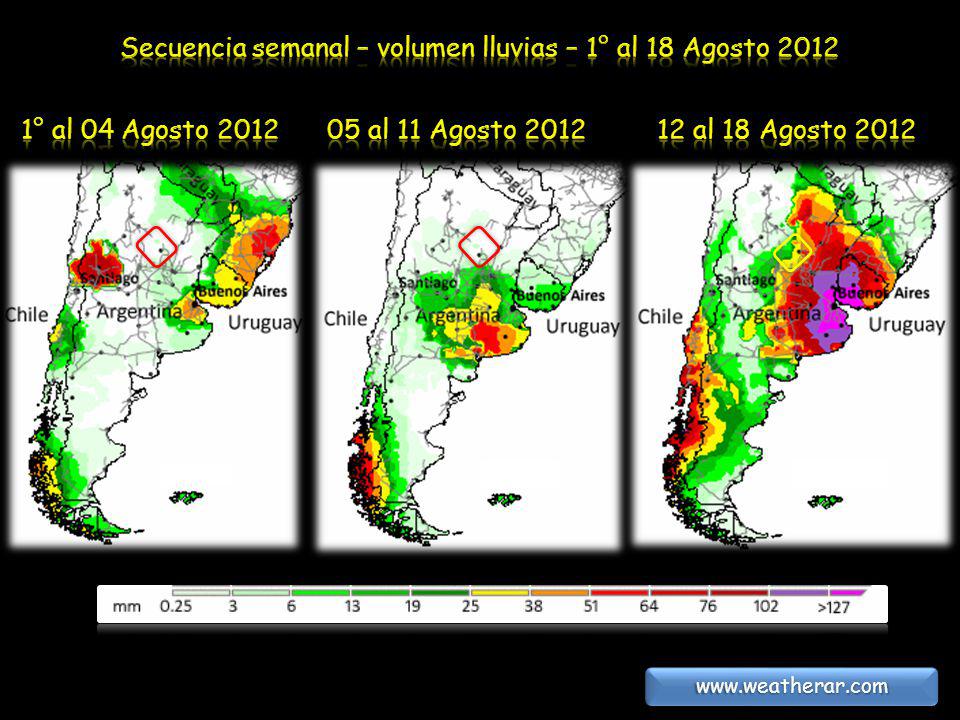 Secuencia semanal – volumen lluvias – 1° al 18 Agosto 2012