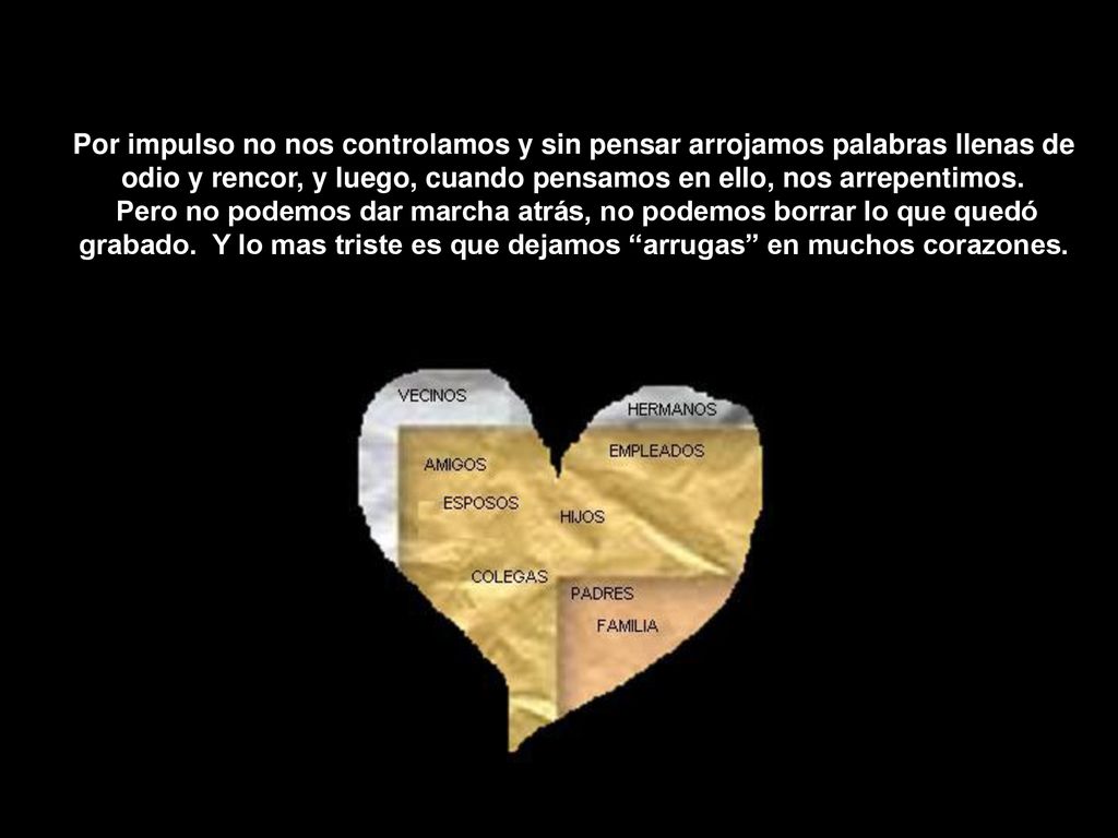 Por impulso no nos controlamos y sin pensar arrojamos palabras llenas de odio y rencor, y luego, cuando pensamos en ello, nos arrepentimos.