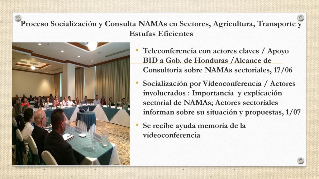 Proceso Socialización y Consulta NAMAs en Sectores, Agricultura, Transporte y Estufas Eficientes