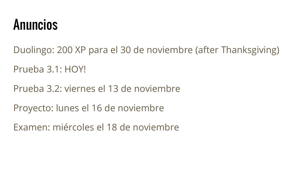 Anuncios Duolingo: 200 XP para el 30 de noviembre (after Thanksgiving)