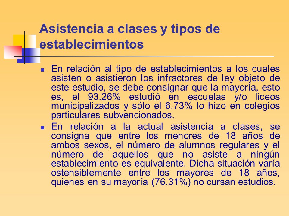 Asistencia a clases y tipos de establecimientos